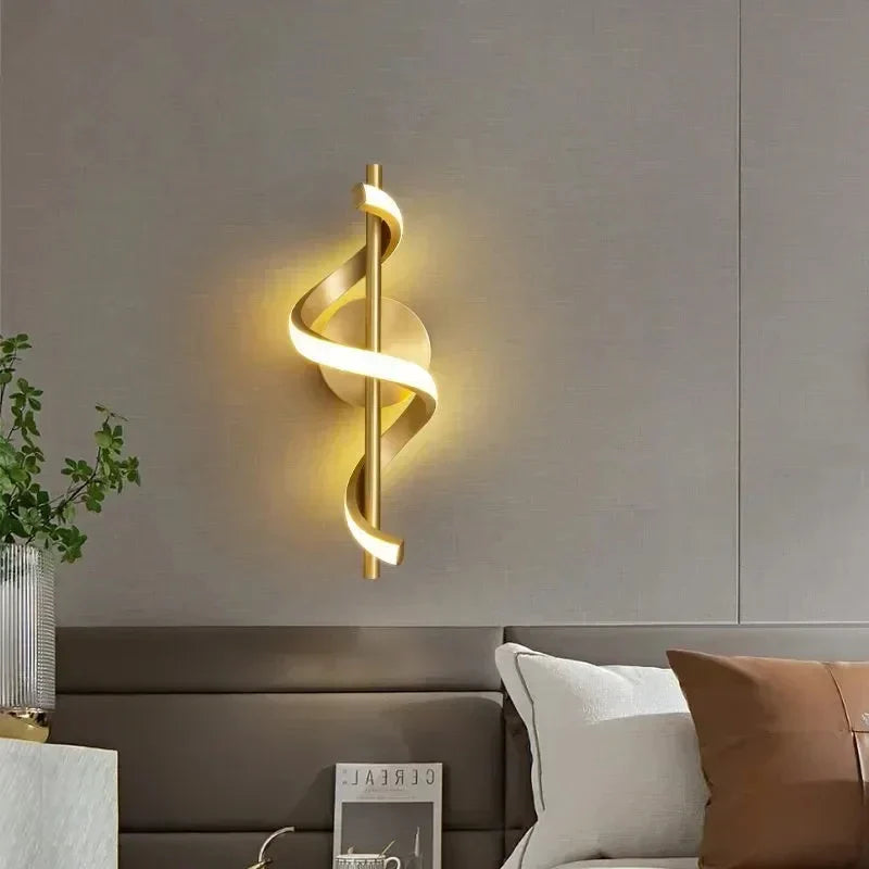 Nordic LED Wall Lamp Minimalist Bedside Sconce Black White Gold Indoor Light