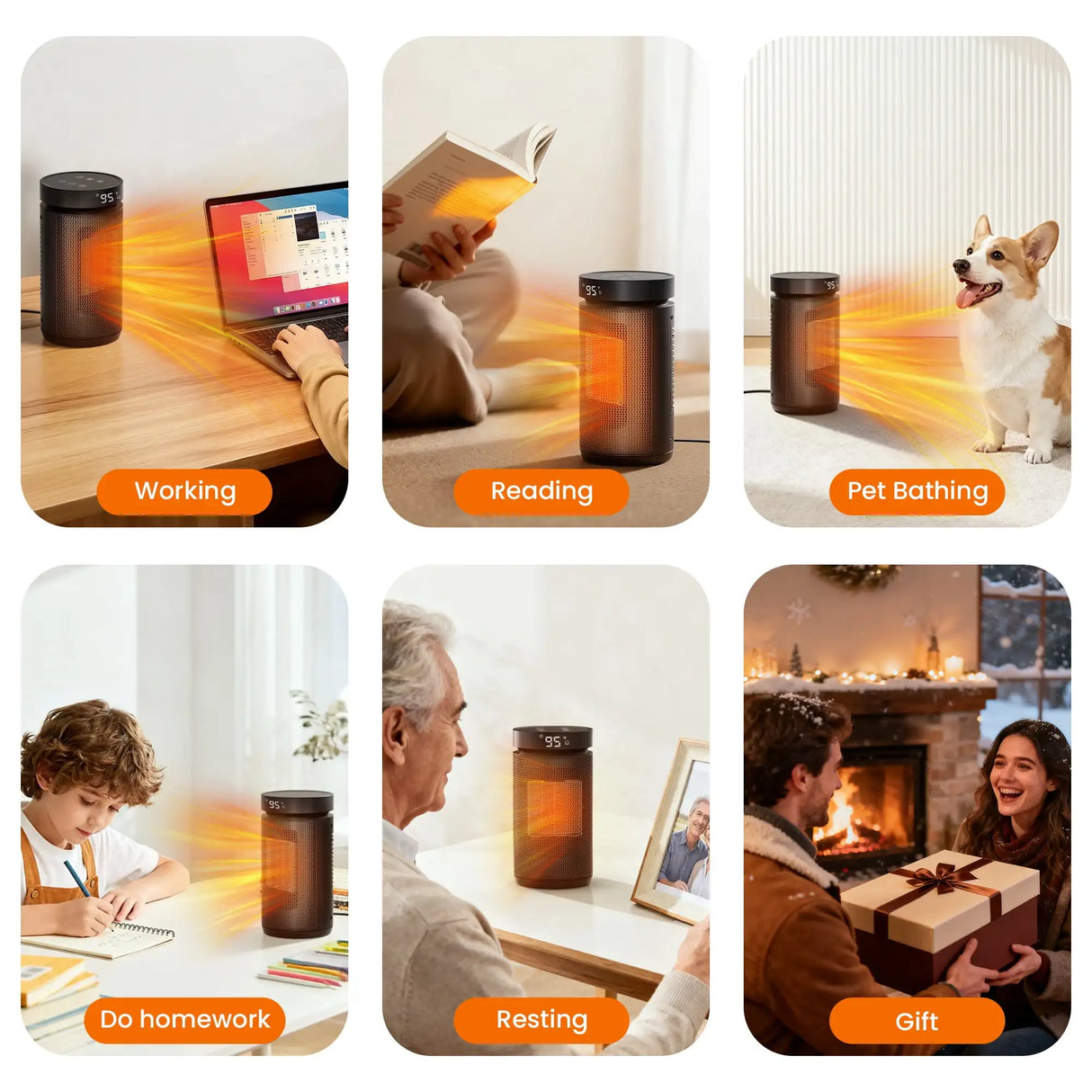 1500W Space Heater with Remote Control, PTC Fast Heating, and 70° Oscillation