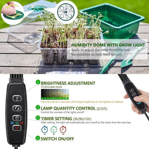 LED Grow Light Seed Starter Kit with Trays Full Spectrum Germination 12 Cell