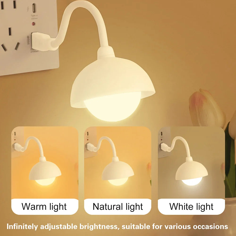 USB Plug In Smart Night Light Remote Touch Control LED Bedside Lamp Bedroom