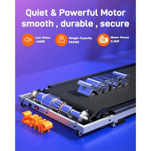 Under Desk Treadmill Walking Pad 2.5HP Portable Jogging Running Machine Remote