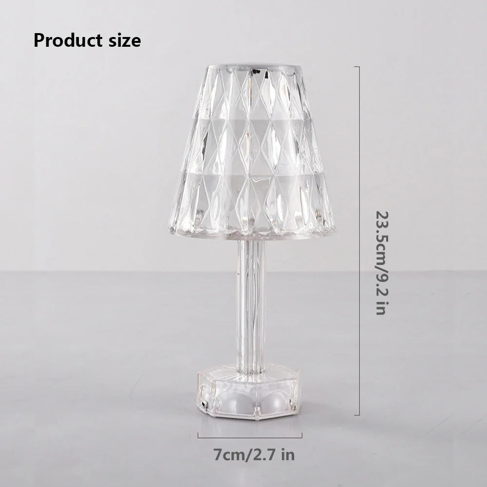 Diamond Crystal Projection Night Light USB Touch Control Bedside Desk Lamp Decor