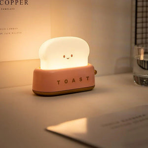Toast Night Light LED Bedside Desk Lamp USB Rechargeable Cute Bedroom Gift