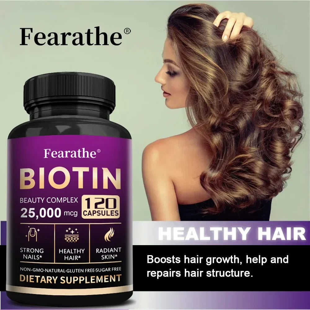Biotin Vitamins with Pantothenic Acid, Folic Acid, Hair Growth Supplement for Men & Women