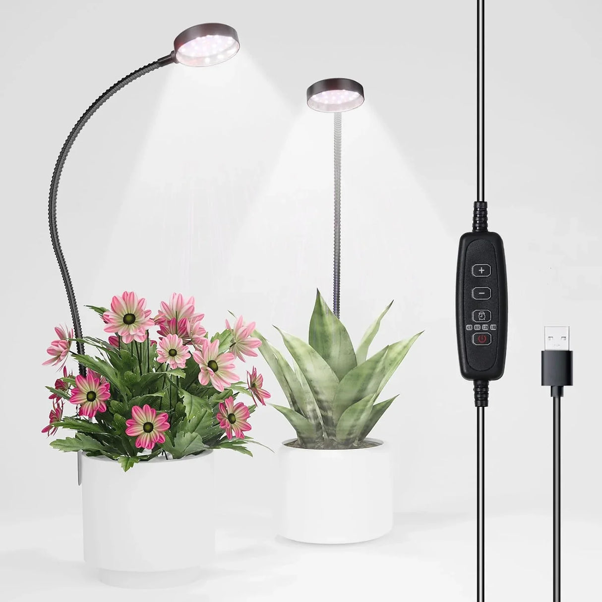 USB LED Grow Light Full Spectrum Clip On Plant Lamp Dimmable Timer Gooseneck