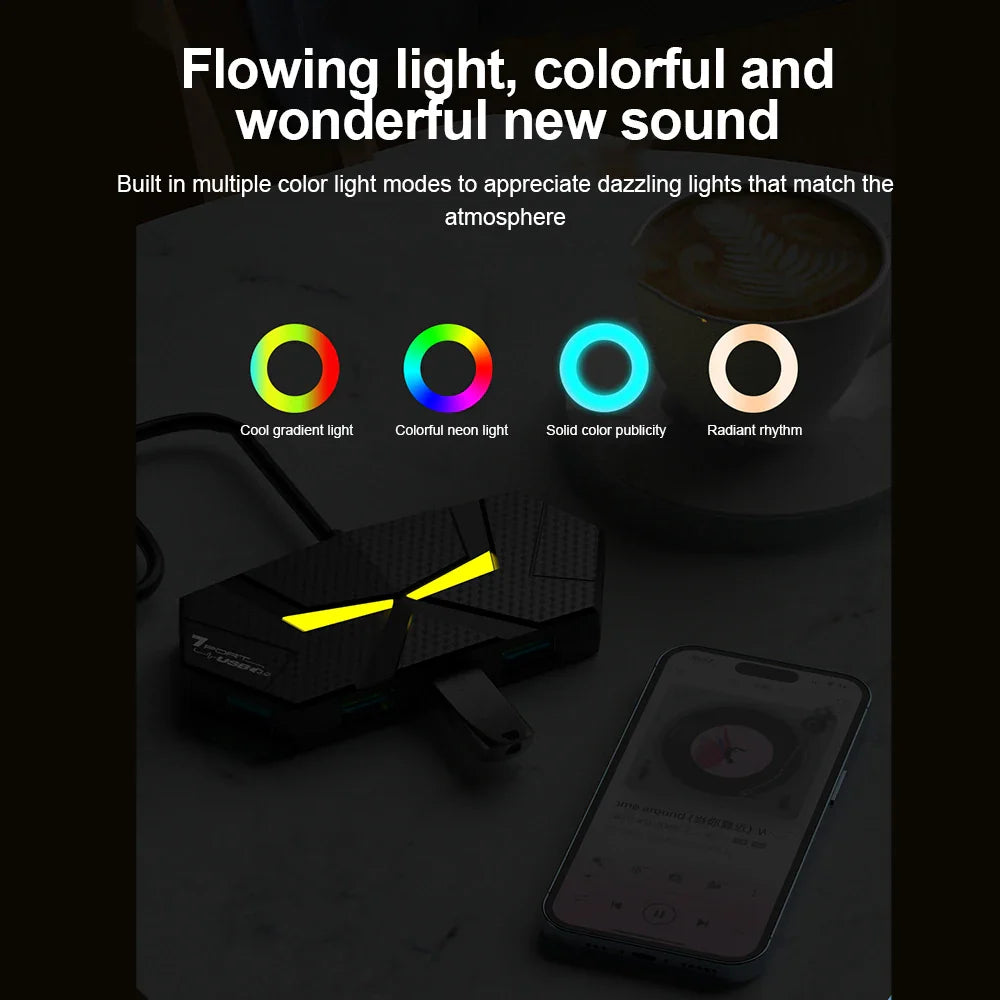 7 Port USB 3.0 Hub Powered USB Splitter 5Gbps PD Dock for Laptop PC