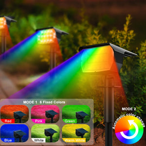 RGB Solar Landscape Spotlights Outdoor Waterproof LED Lights for Garden Decor