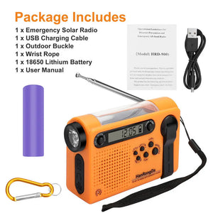 Emergency Solar Hand Crank Radio AM FM SW Weather Power Bank Phone Charger