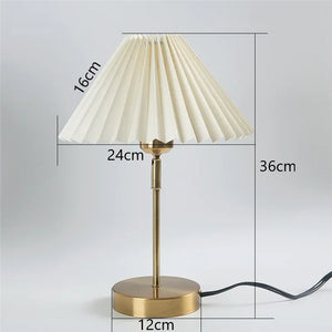 Adjustable Pleated LED Table Lamp – Retro E27 Desk Light for Bedroom & Living Room