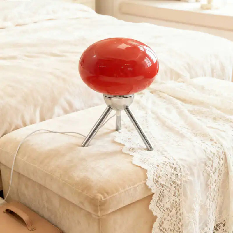 Artistic Spherical Glass Table Lamp Tripod Base Decorative Ambient Lamp for Home