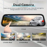 4K Mirror Dash Cam with Touch Screen, Front Rear Dual Recording & Night Vision