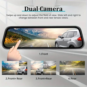 4K Mirror Dash Cam with Touch Screen, Front Rear Dual Recording & Night Vision