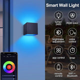 2 Pack Smart Outdoor Wall Lights RGBCW 10W LED Patio Lights App Voice Control