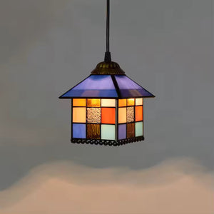 European Stained Glass Pendant Light 20cm Hanging Lamp Dining Bedroom Decor