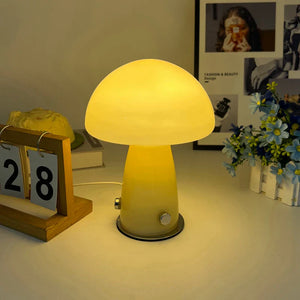 Vintage Glass Mushroom Lamp Nordic Bauhaus Bedroom Bedside Ambient Night Light