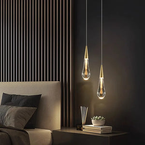 LED Water Drop Bubble Pendant Light Crystal Hanging Lamp Bedroom Dining Decor