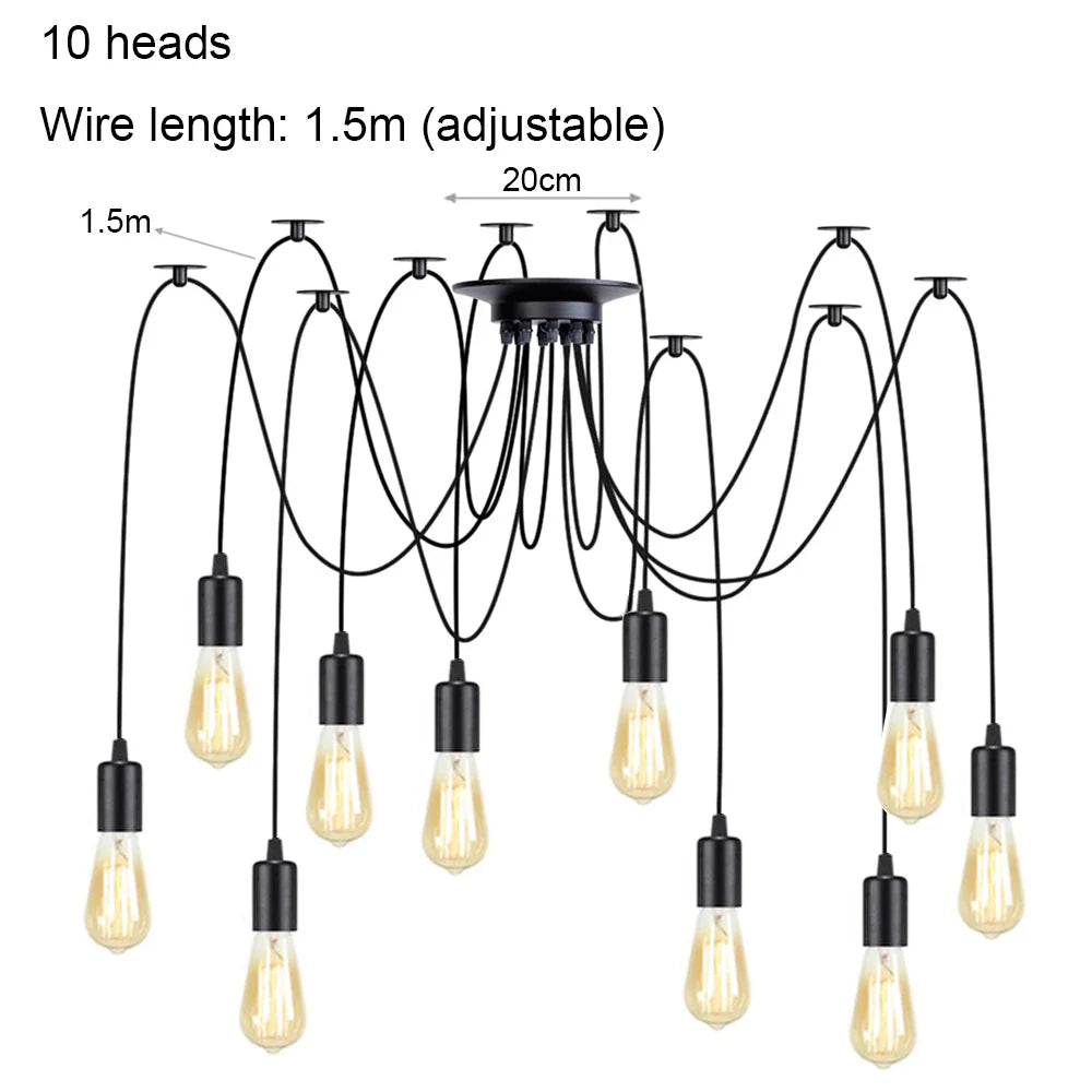 DIY Spider Chandelier Vintage Industrial Pendant Ceiling Light Home Hanging Lamp