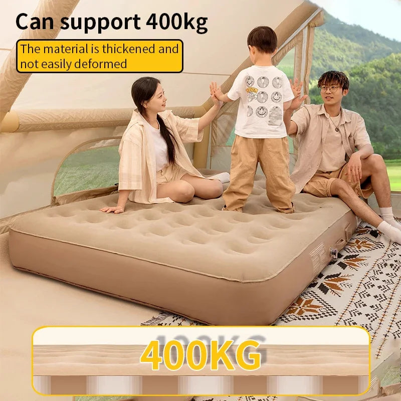 Air Mattress with Built-In Pump Self-Inflating Double Sleeping Pad for Camping Indoors