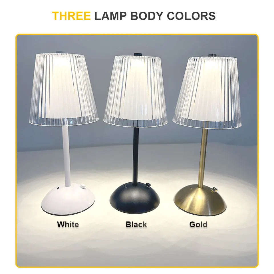 LED Touch Table Lamp Rechargeable Dimmable Bedside Light for Bedroom Bar Hotel