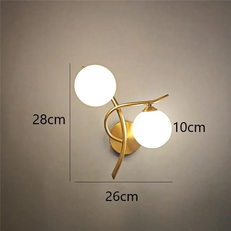 Nordic Modern LED Iron Wall Lamp Bedroom Bedside Corridor Glass Ball G9 Light