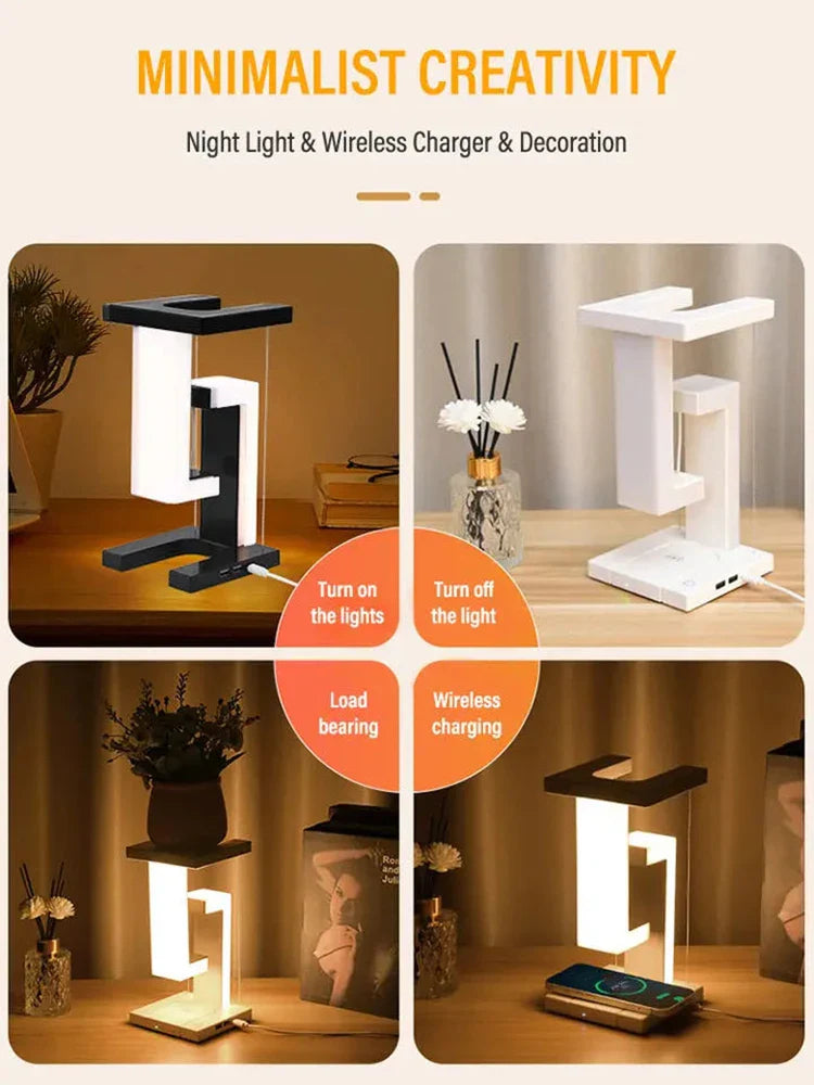 Magnetic Balance LED Desk Lamp Wireless Charger Creative Night Light Decor