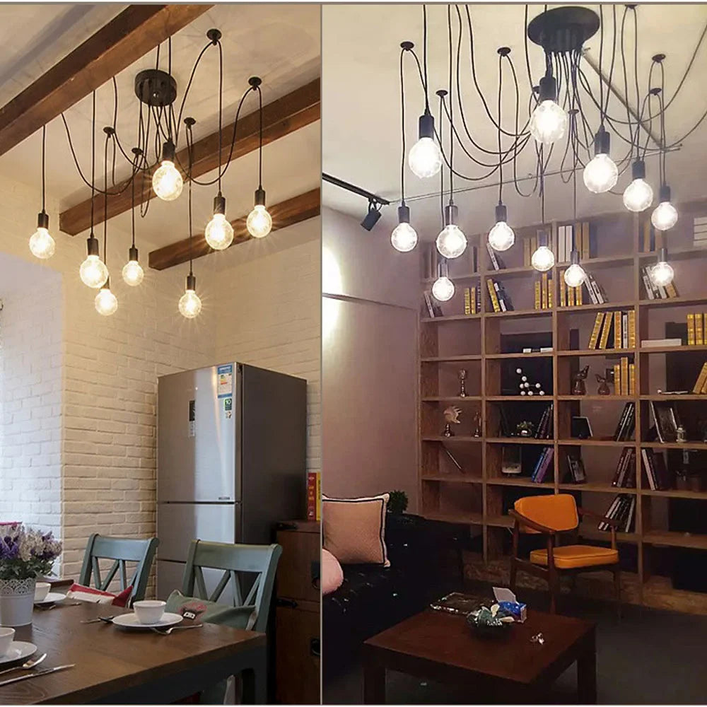 DIY Spider Chandelier Vintage Industrial Pendant Ceiling Light Home Hanging Lamp