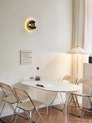 Nordic Silver Wall Lamp Minimalist Circular LED Light for Bedroom Hallway Stairs