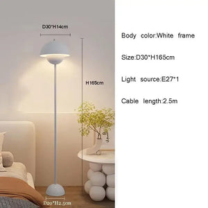 Modern Cream LED Floor Lamp E27 Bulb Minimalist Light for Bedroom Living Room
