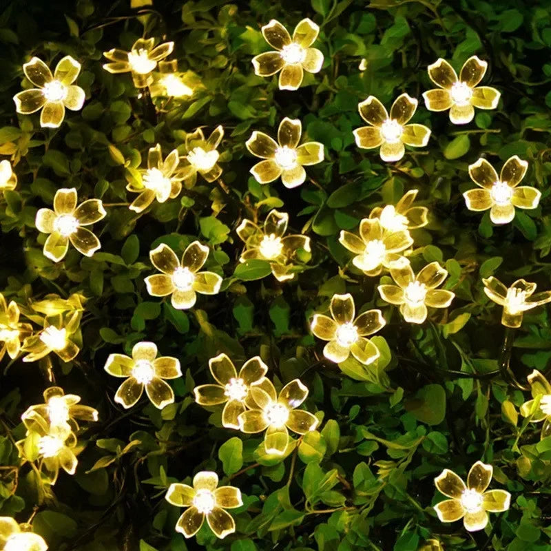 5M 20LED Solar String Lights Cherry Flower Outdoor Waterproof Battery Garden Party