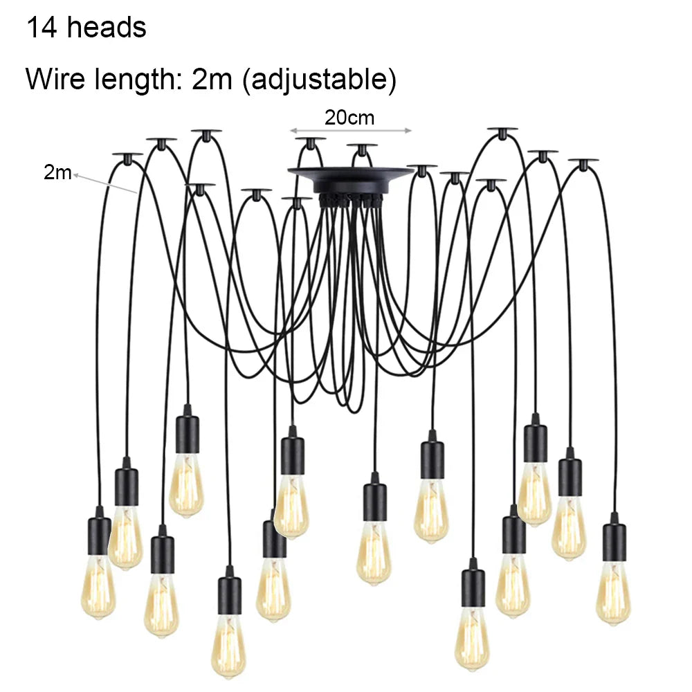 DIY Spider Chandelier Vintage Industrial Pendant Ceiling Light Home Hanging Lamp