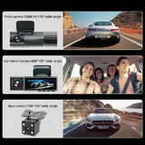 1080P WiFi Dash Cam 3-Way Front Inside Rear Car DVR Night Vision G-Sensor Loop