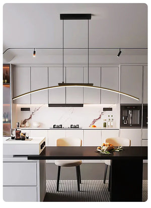 Modern LED Arc Pendant Light – Adjustable Dining Room Hanging Lamp for Kitchen