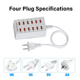 12 Port USB Charging Station Dock Fast Power Adapter for Phone Tablet Laptop