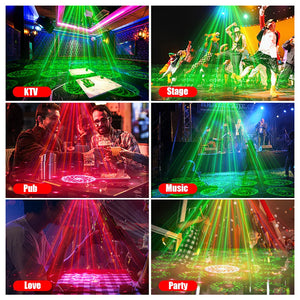 Mini RGB Laser DJ Disco Party Light USB Stage Projector with Remote KTV Bar Wedding