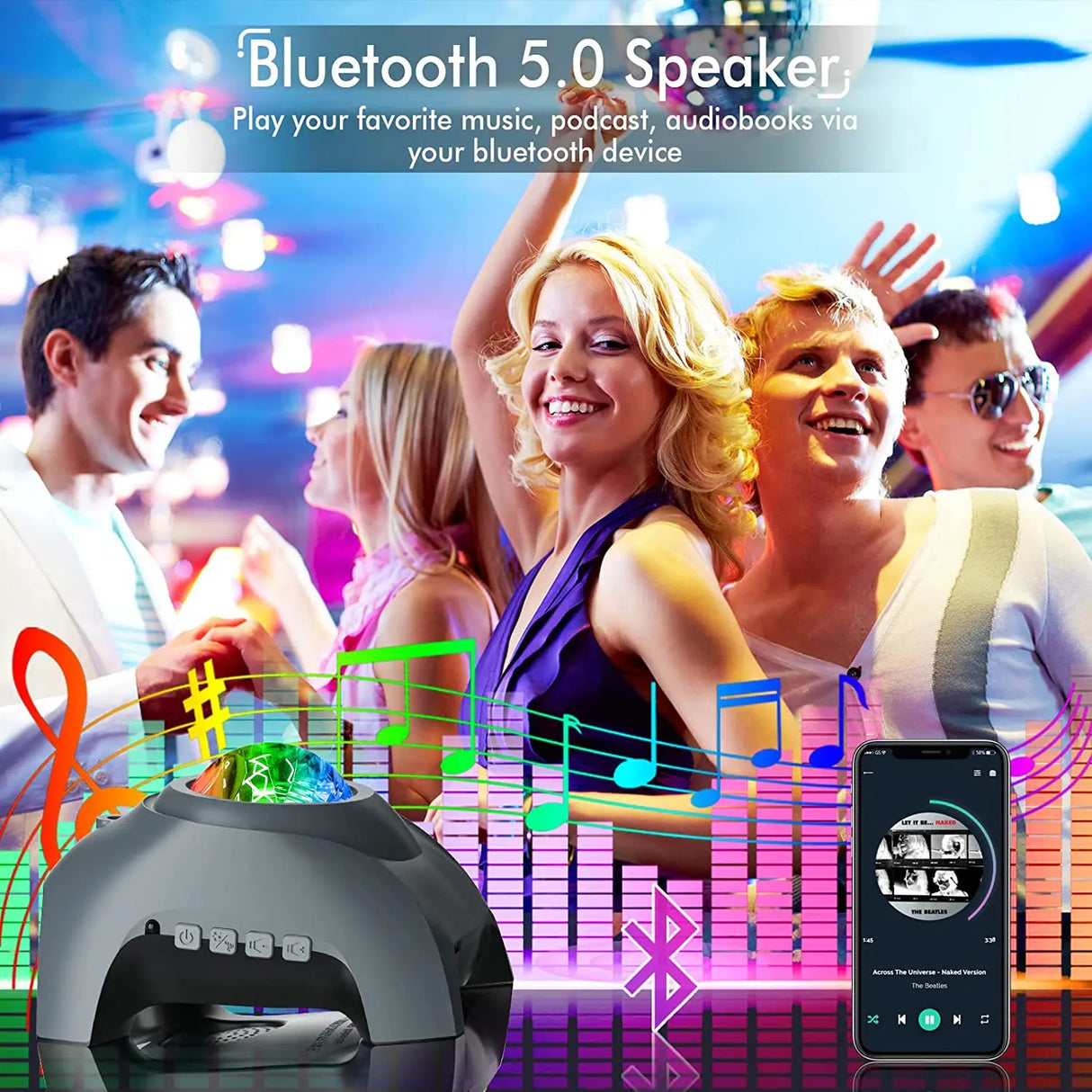 Galaxy Star Projector with Aurora Lights Bluetooth Speaker for Bedroom Sleep Aid