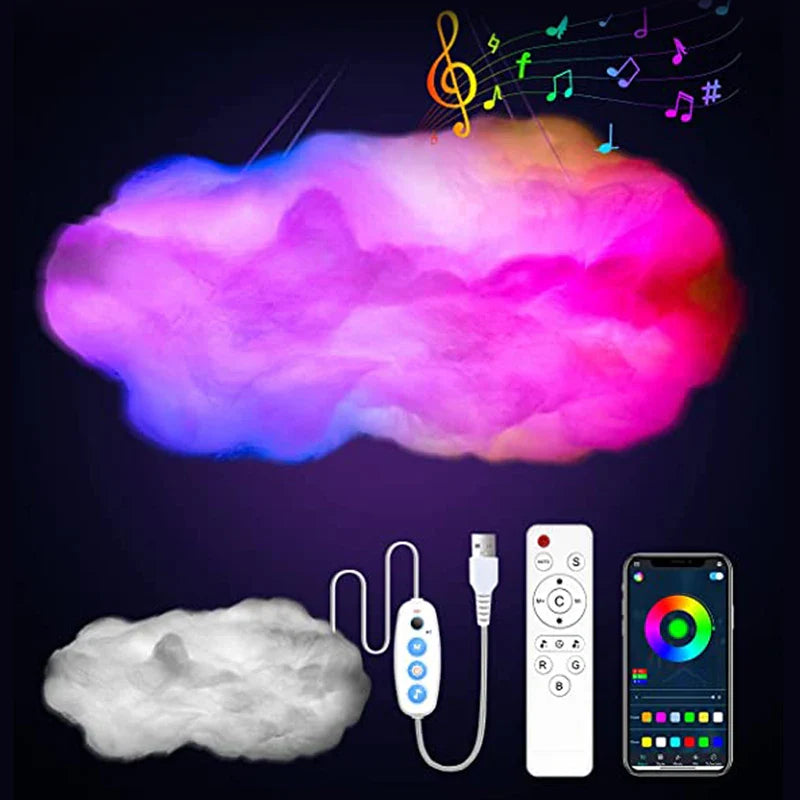3D Cloud LED Lamp Multicolor Bedroom Light Music Sync Thunder Clouds Smart USB