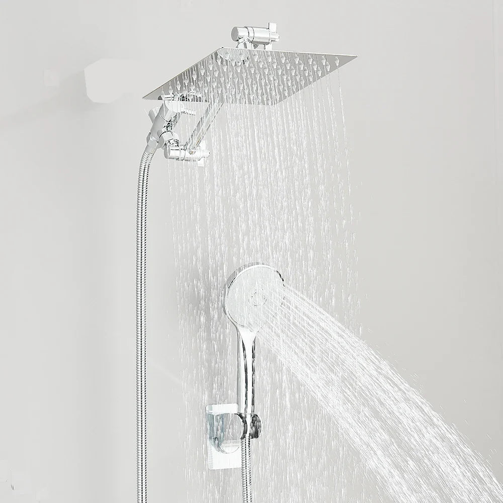 High Pressure Rain Shower Head 8-12Inch with Handheld & Adjustable Arm Spray
