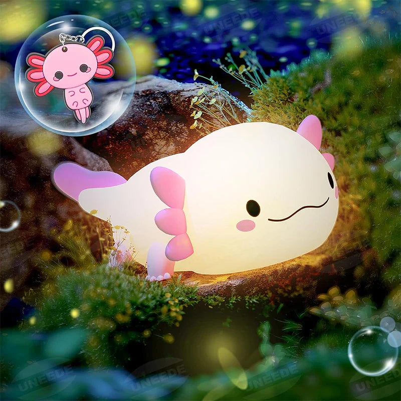 Axolotl Night Light Silicone Baby Night Lamp Touch Control USB Rechargeable Nursery