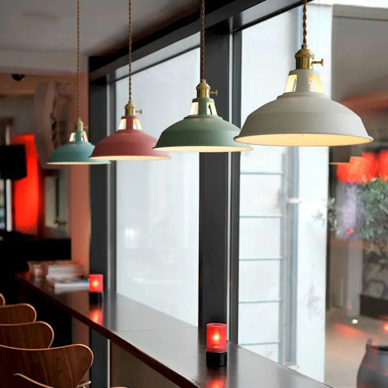 Macaron Color Pendant Light E27 Modern Hanging Chandelier for Dining Restaurant