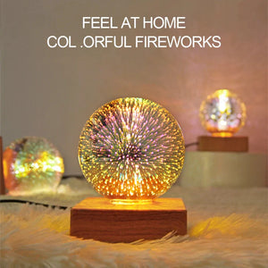 3D Firework LED Night Light Glass Ball Starry Sky Table Lamp