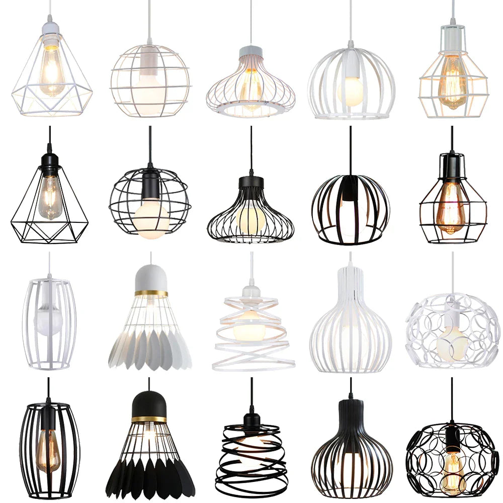 Retro Loft Industrial Pendant Light Wrought Iron Metal Ball E27 Hanging Lamp