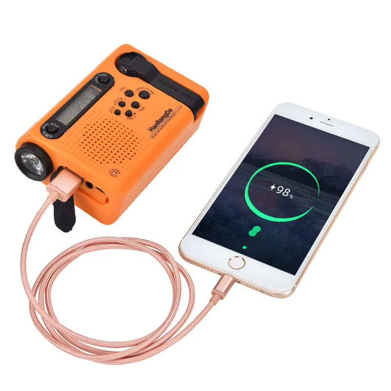 Emergency Solar Hand Crank Radio AM FM SW Weather Power Bank Phone Charger