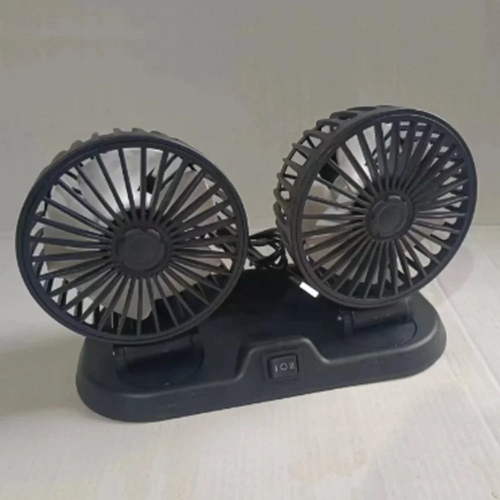 Dual Head Car Cooling Fan 2-Speed USB 5V 12V 24V