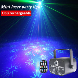 USB Laser Party Light Mini Projector 60 Patterns Sound Activated Disco Decor