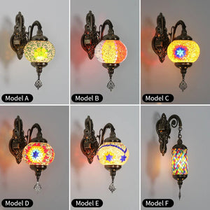 Vintage Bohemian Mosaic Glass Wall Lamp Indoor Lighting for Bedroom, Hall & Bar