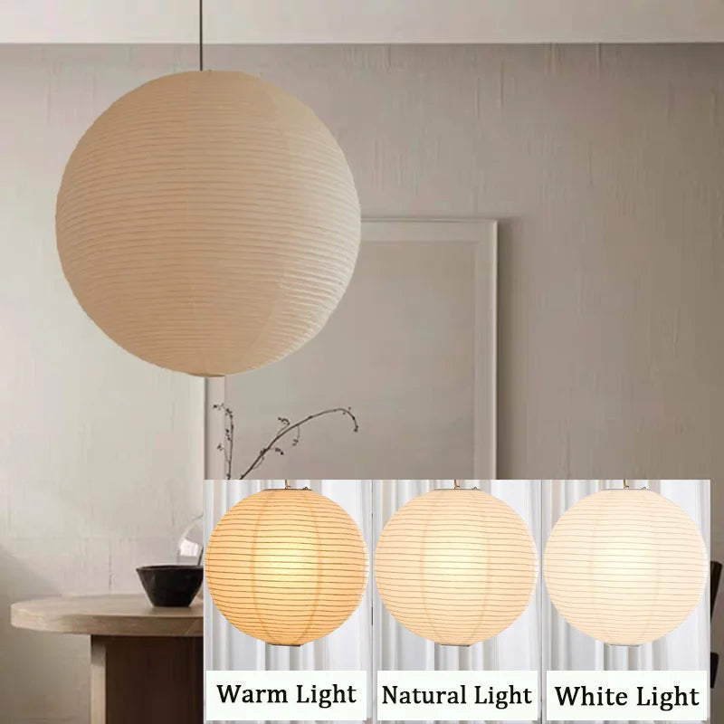 Japanese Rice Paper Pendant Light Minimalist Hanging Lantern Ceiling Lamp Decor
