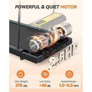 Portable Under Desk Walking Pad Treadmill 2.5HP Incline Handrail Home Use