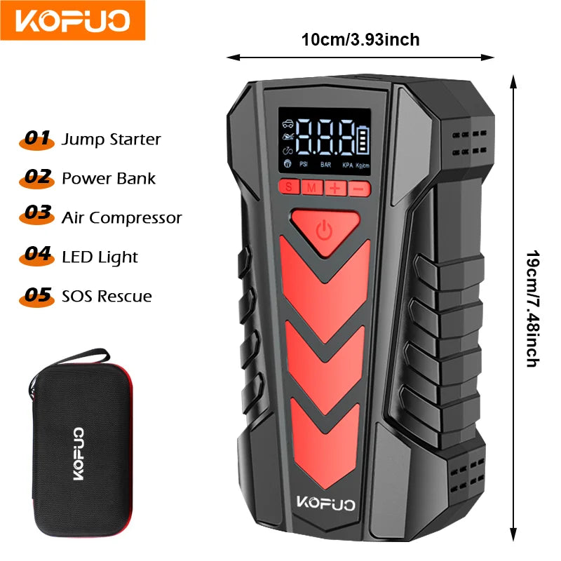 2000A Car Jump Starter with Air Compressor 150PSI Tire Inflator Power Bank