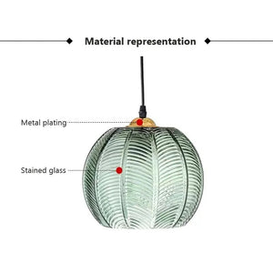 Modern Glass Pendant Light – Green Leaf Hanging Lamp for Bedroom & Living Room
