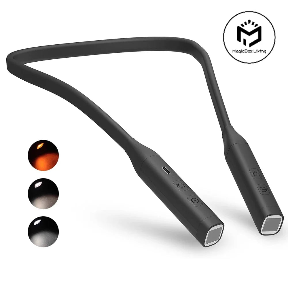 LED Rechargeable Neck Reading Light 3 Color Stepless Dimming Book Light
